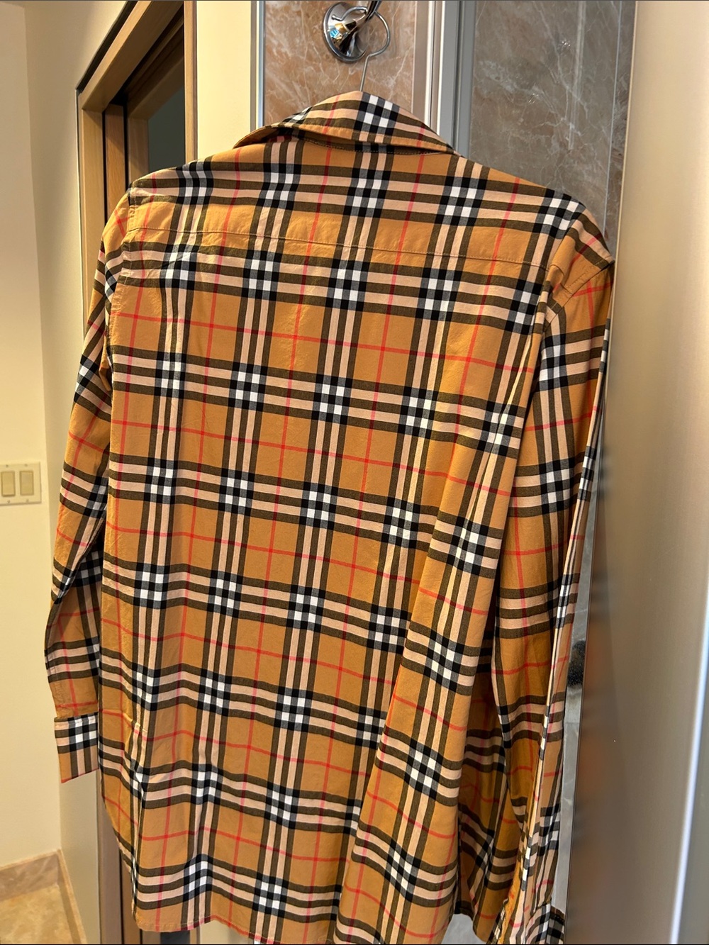 Burberry Tan Plaid Button-Down Dress Shirt - Picture 4 of 4